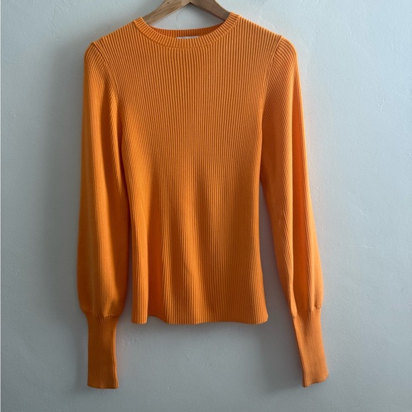 & OTHER STORIES Bright Orange Rib Knit Long Sleeve Top, Size XS - Picture 3 of 10